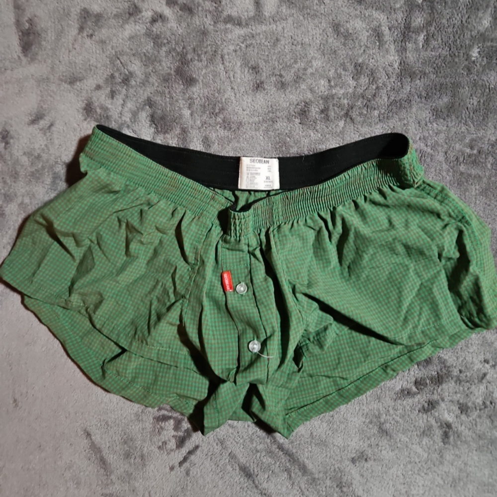 Seobean Green Checkered Men's Boxers
